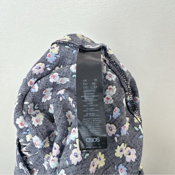 Asos Design Womens 14 Long Sleeve Floral Jumpsuit - Picture 8 of 12